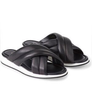 Lafayette 148 New York Women’s Perle Slide Sandal Sz 39 Black White‎
